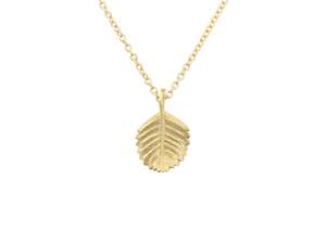 Beech Leaf Pendant, Yellow Gold