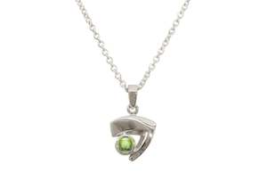 Signature Cabochon Gemstone Pendant, White Gold