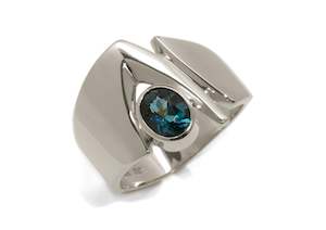 Signature: Signature Gemstone Ring, White Gold & Platinum