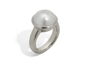 Cupola: Iridescent Mabe Pearl Ring, Sterling Silver