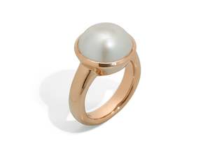 Cupola: Iridescent Mabe Pearl Ring, Red Gold