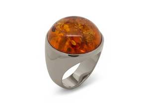 JW258 Cabochon Gemstone Ring, White Gold or Platinum