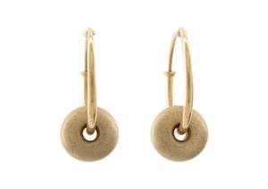 Buttons: Button Hoop Earrings, Yellow Gold