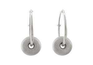 Buttons: Button Hoop Earrings, Sterling Silver