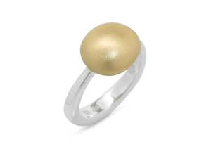 Buttons: Bi-Tone Button Ring, Yellow Gold & Sterling Silver