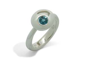 Gemstone Button Ring, Sterling Silver