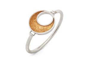 Resin: 24ct Gold Leaf Crescent Moon Bangle, Sterling Silver