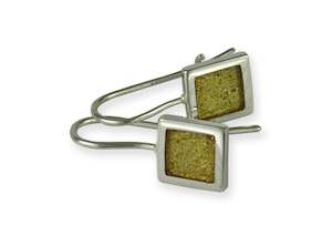 Resin: Square or Diamond Shaped Earrings, Sterling Silver