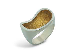 Resin: 24ct Gold Leaf Flowing Resin Rings, Sterling Silver