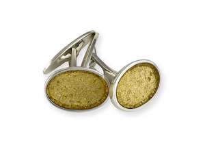 Resin: 24ct Gold Leaf Oval Cufflinks, Sterling Silver