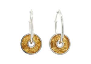 24ct Gold Leaf Hoop Earrings, Sterling Silver