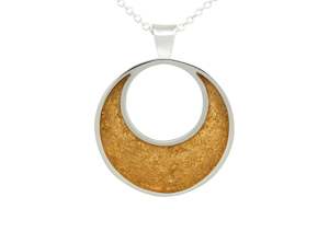 24ct Gold Leaf Crescent Moon Pendant, Sterling Silver