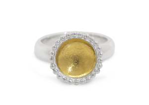 Granulation: Round Gold Bond Ring, Sterling Silver