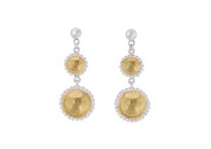 Round Gold Bond Drop Earrings, Sterling Silver