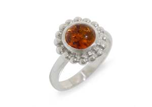 Granulation: Retro Cabochon Gemstone Ring, Sterling Silver