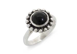 Granulation: Retro Oxidised Cabochon Gemstone Ring, Sterling Silver