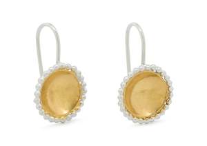 Granulation: Round Gold Bond Earrings, Sterling Silver