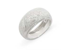 Domes: Hand Engraved Ring, Sterling Silver