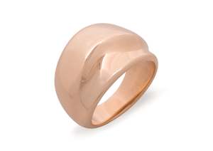 Domes: Medium Domed Wave Ring, Red Gold