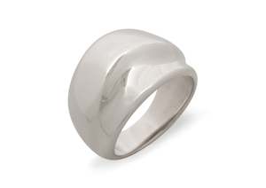 Domes: Medium Domed Wave Ring, White Gold & Platinum