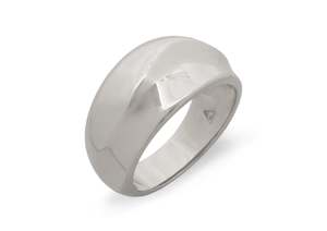 Domes: Small Domed Wave Ring, White Gold & Platinum