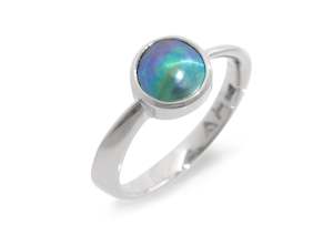 Mobius: Twisted Ring with New Zealand Paua Pearl, Sterling Silver