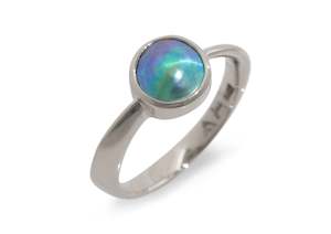 Twisted Ring with New Zealand Paua Pearl, White Gold & Platinum