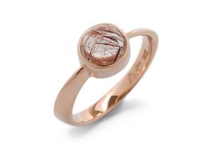 Mobius: Round Cabochon Gemstone Möbius Twist Ring, Red Gold