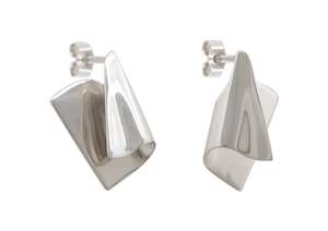 Folded: Folded Cuff Earrings, White Gold