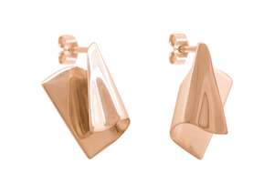 Folded: Folded Cuff Earrings, Red Gold