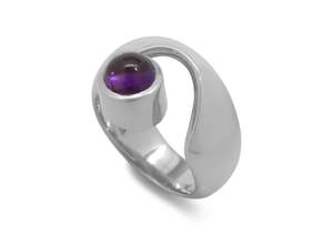 Waves: JW208 Cabochon Gemstone Ring, Sterling Silver