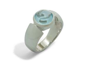 Symmetrisk: Round Cabochon Gemstone Ring, Sterling Silver