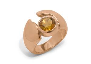 Curlicue: JW137 Gemstone Ring, Red Gold