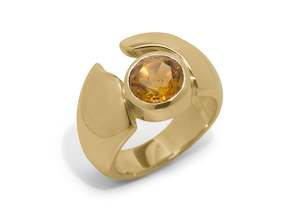 Curlicue: JW137 Gemstone Ring, Yellow Gold