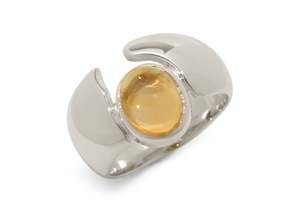 Curlicue: JW23 Cabochon Gemstone Ring, White Gold & Platinum