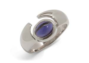 Curlicue: JW158 Cabochon Gemstone Ring, White Gold & Platinum