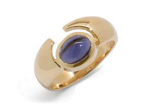 Curlicue: JW158 Cabochon Gemstone Ring, Yellow Gold