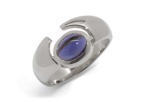 Curlicue: JW158 Cabochon Gemstone Ring, Sterling Silver