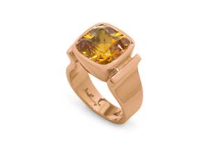 Cushion Optix Cut Gemstone Ring, Red Gold