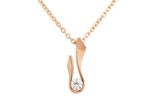 The Flame Collection: Flame Pendant with Round Diamond, Red Gold