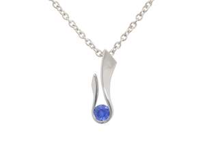 The Flame Collection: Flame Pendant with Round Precious Gemstone, White Gold & Platinum