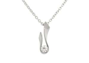 The Flame Collection: Flame Pendant with Round Diamond, White Gold & Platinum