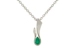 The Flame Collection: Flame Pendant with Precious Pear Gemstone, White Gold & Platinum