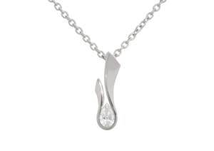 The Flame Collection: Flame Pendant with Pear Diamond, White Gold & Platinum