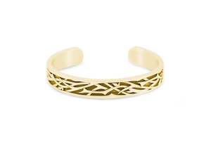 Elvish Woodland Cuff Bangle, Yellow Gold