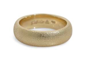 Hammer Finished Wedding Band, Yellow Gold