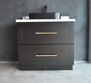 Black Freestanding Vanity 900mm with drawers