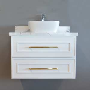 900mm Wall Hung Vanity – White Eden Shaker/White Shaker-Solid Wood