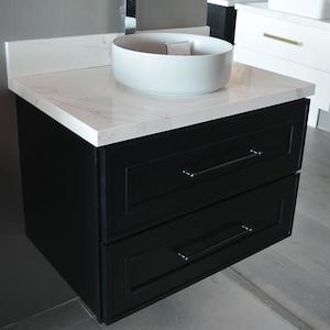 Black wall hung vanity 600mm Solid Wood