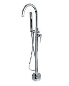 Chrome Freestanding Bathtub Mixer with Handheld Shower Spout Floor Mounted